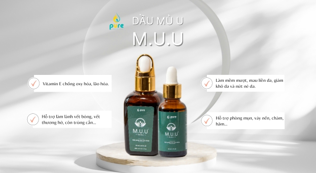 Dầu Mù U M.U.U – Tinh Dầu Kỳ Diệu Giúp Hỗ Trợ Điều Trị Mụn, Chàm, Vảy Nến