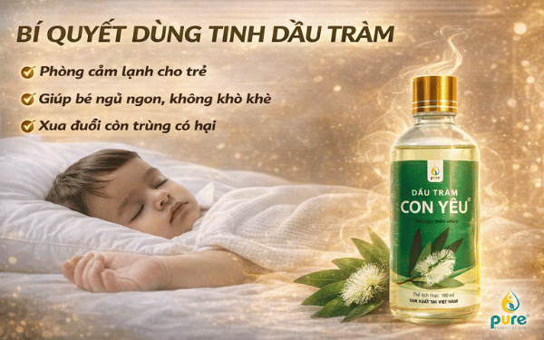 Bí quyết dùng tinh dầu tràm phòng cảm lạnh cho trẻ giúp bé ngủ ngon, không khò khè