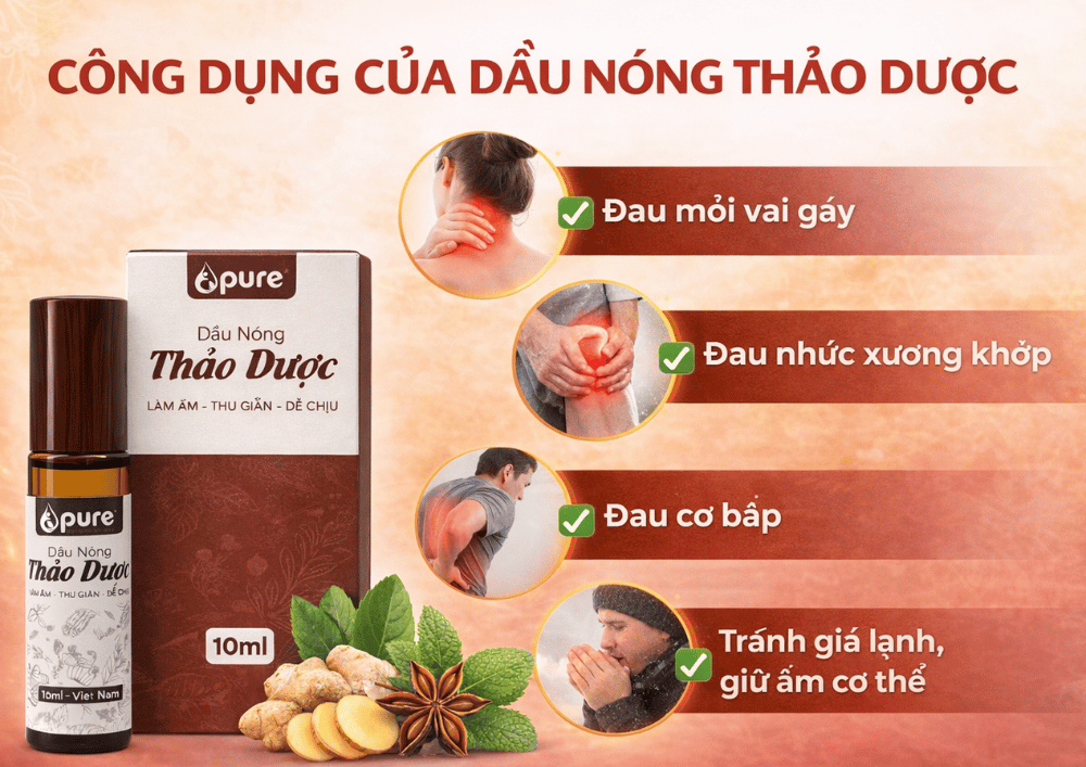 Bí quyết hỗ trợ giảm đau nhức xương khớp với dầu nóng thảo dược PURE
