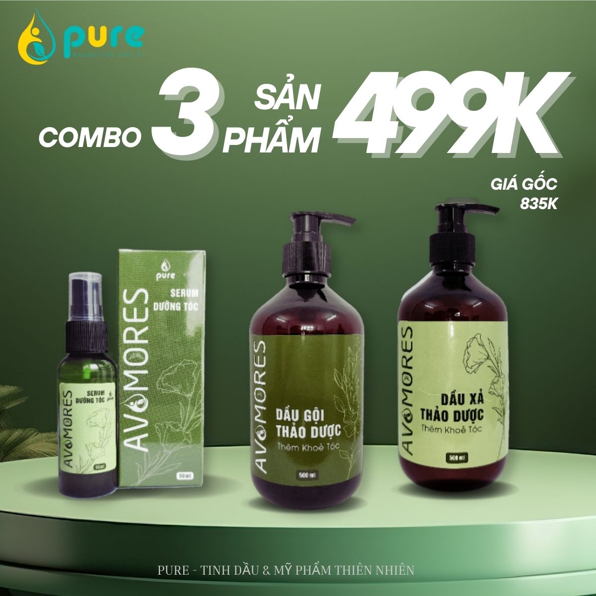 Combo Siêu Tiết Kiệm Chỉ 499K – Bộ 3 Sản Phẩm Dầu Gội, Dầu Xả và Serum Dưỡng Tóc Avamores