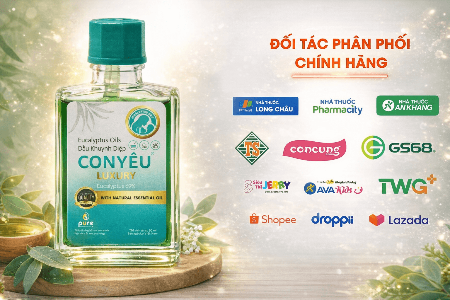 Dầu khuynh diệp Con Yêu Luxury chính hãng tại Long Châu và Pharmacity