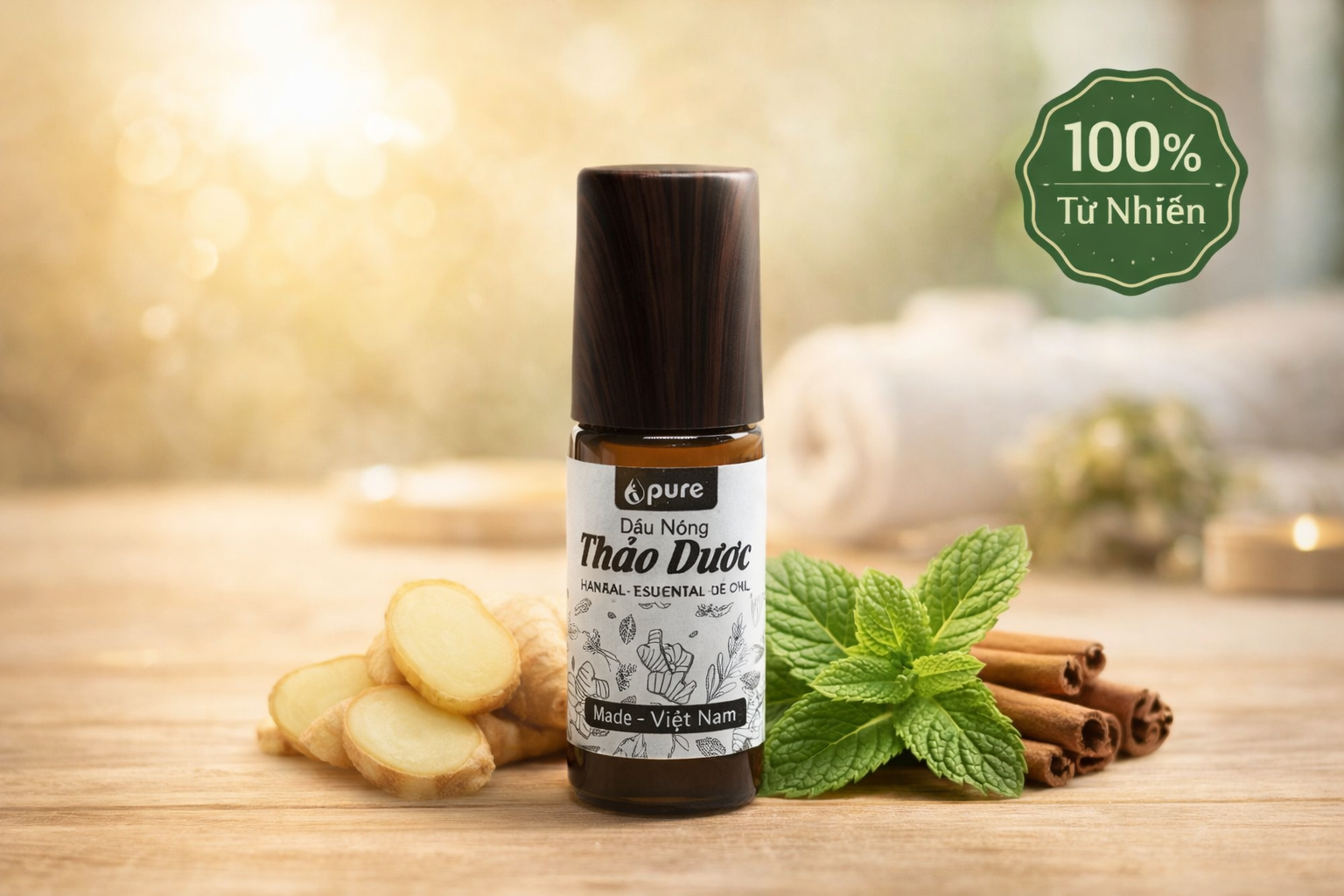 Dầu Nóng Thảo Dược Pure Chiết Xuất 8 Loại Tinh Dầu Tự Nhiên Giảm Đau Nhức Nhanh Chóng