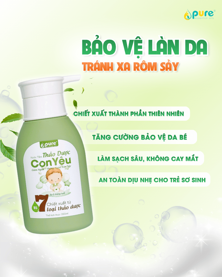 Nước tắm thảo dược không tráng lại tiện lợi cho mẹ