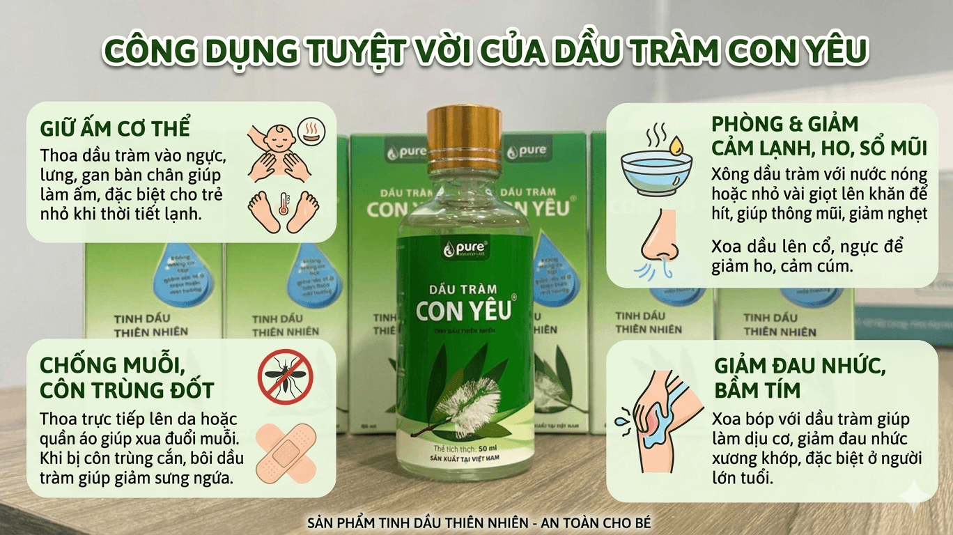 Tinh Dầu Tràm Cho Trẻ Sơ Sinh: Công Dụng Và Cách Sử Dụng An Toàn Từ A-Z