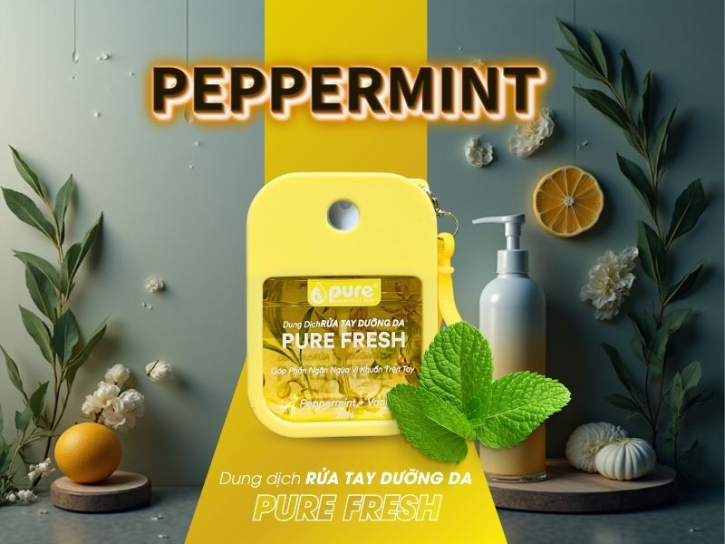 Xịt Rửa Tay PURE FRESH 30ml hương bạc hà thơm mát