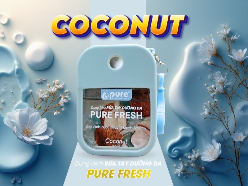 Xịt Rửa Tay PURE FRESH 30ml hương dừa ngọt ngào