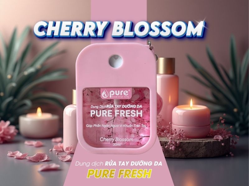 Xịt Rửa Tay PURE FRESH 30ml hương hoa anh đào dịu nhẹ nữ tính
