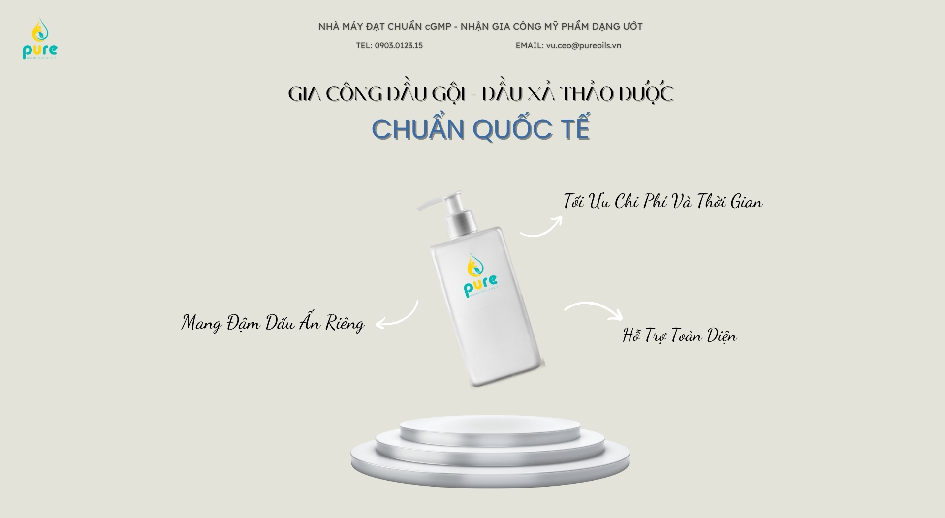 PURE – Nhà Máy Gia Công Dầu Gội, Dầu Xả Thảo Dược Chuẩn Quốc Tế